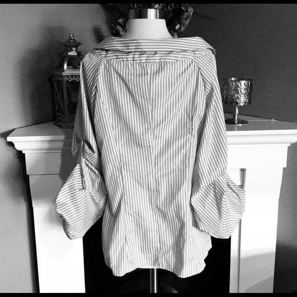 Another Story Striped Button Up Statement Blouse - Picture 5 of 8